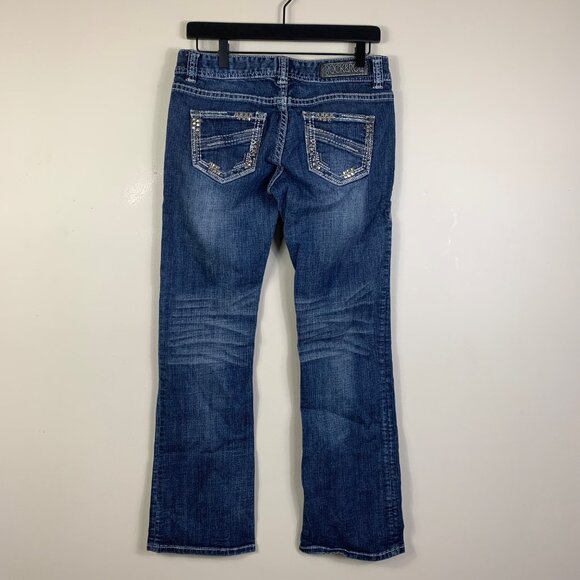 Rock & Roll Cowgirl Y2K Original Low Rise Embellished Boot Cut Jeans Size 28x32 - Picture 7 of 7